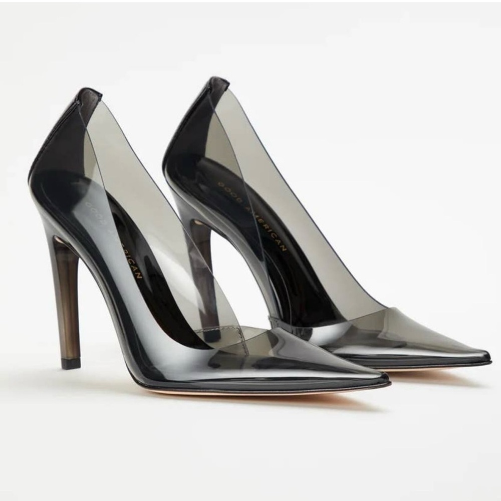 Good American Transparent Black Heels